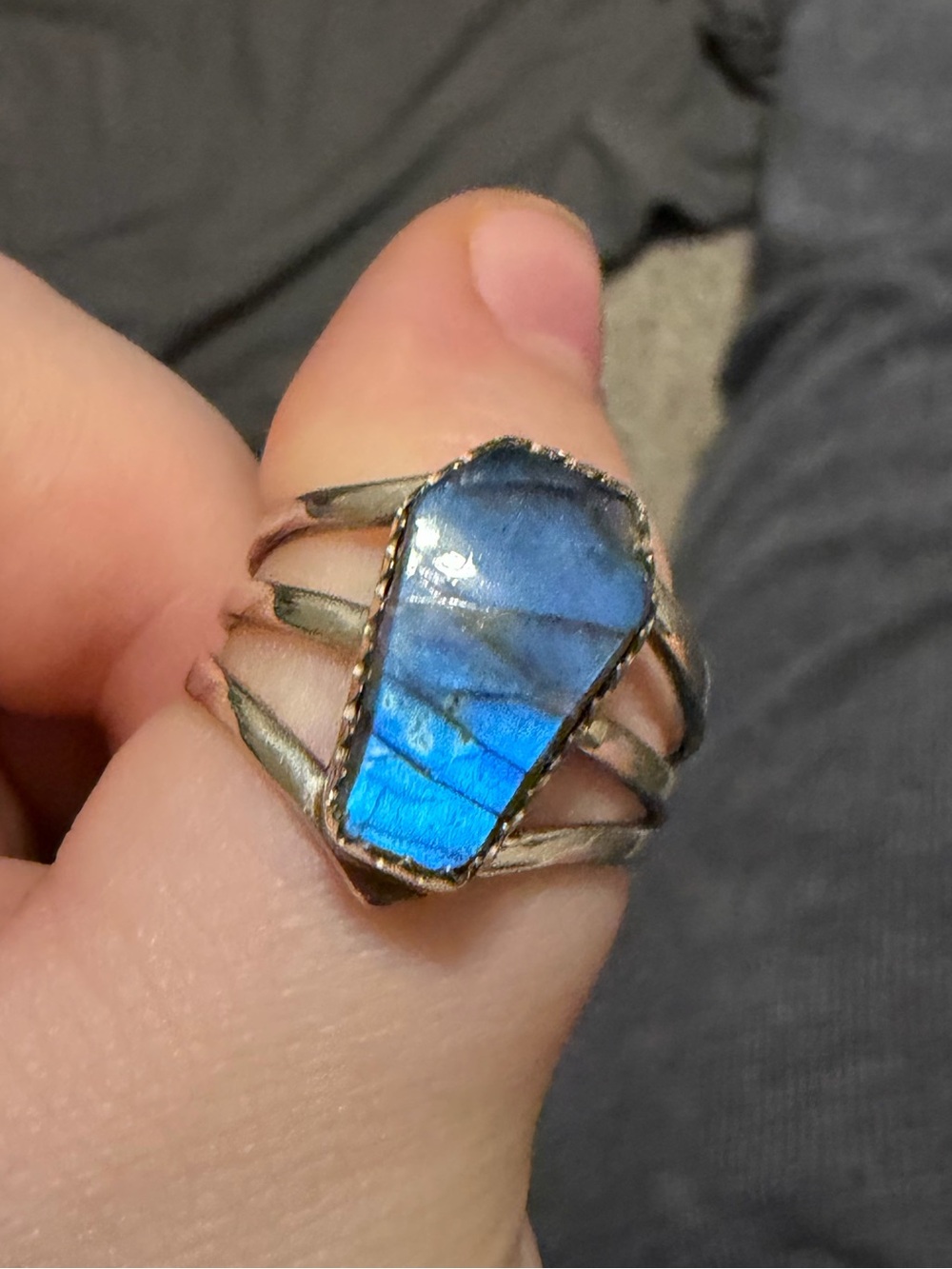 Blue Labradorite Coffin Ring - Women Jewelry
